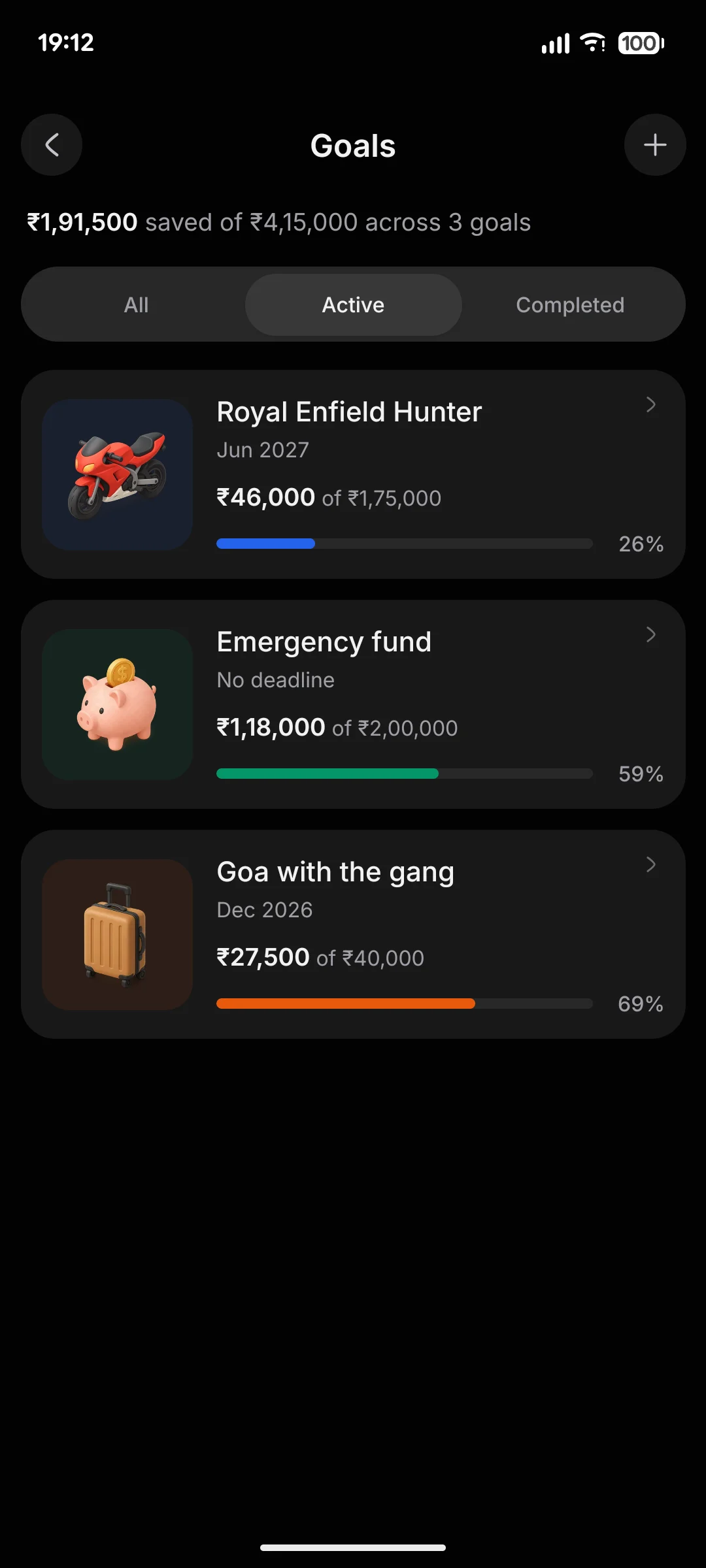 Savings goals