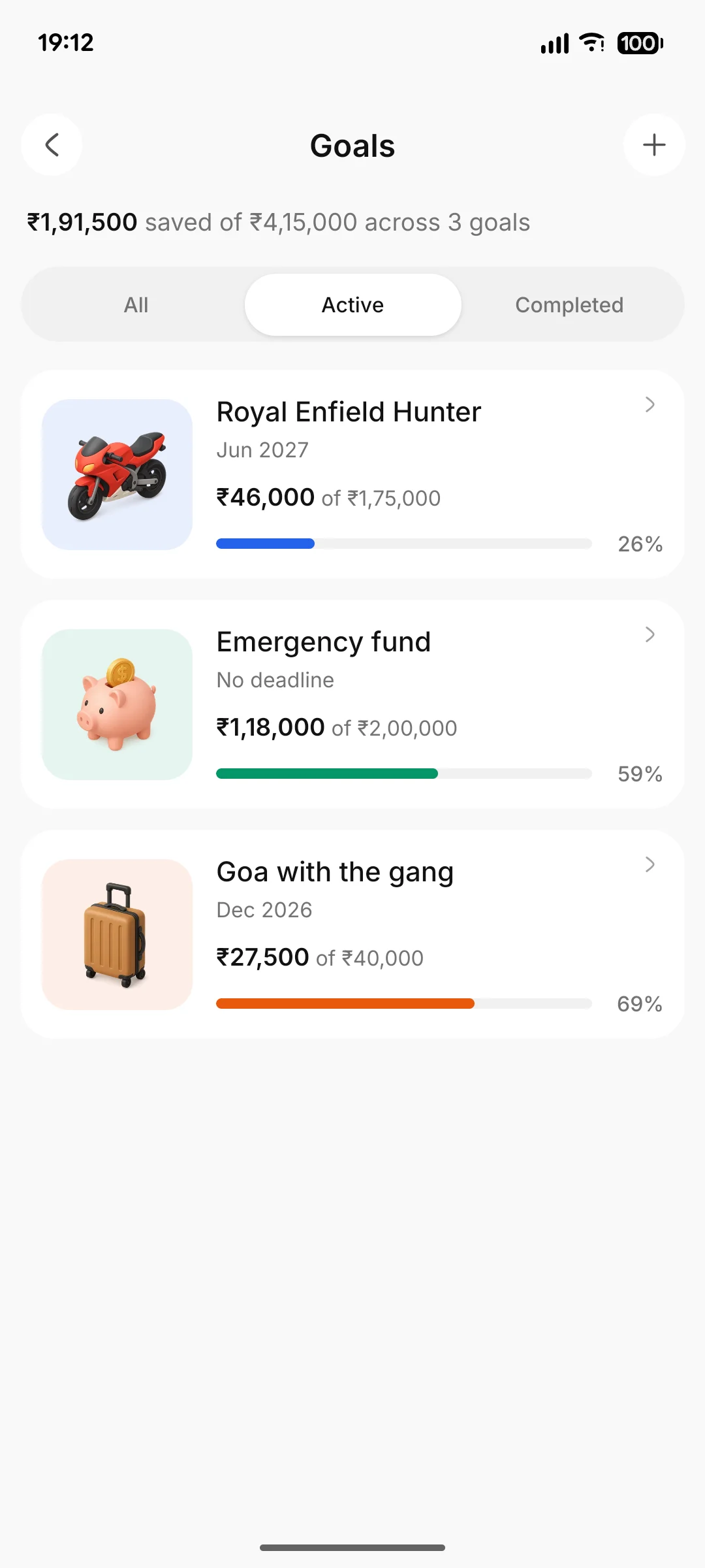 Savings goals